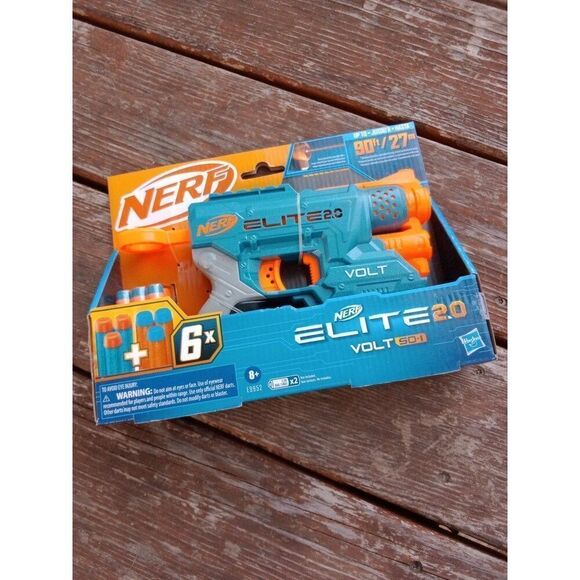 Nerf Elite 2.0 Volt SD-1 + 6 Darts Blue & Orange Red Razor Light Battery Operate - Picture 3 of 4